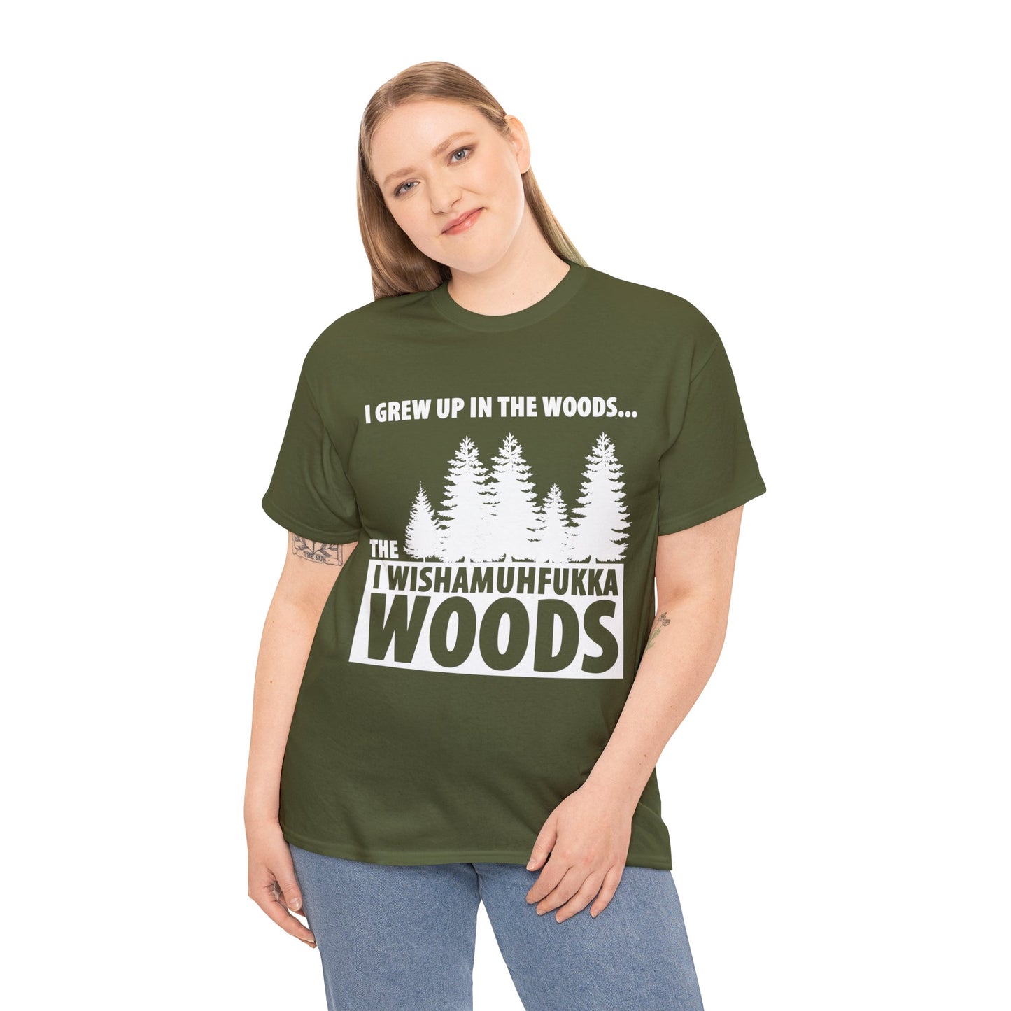 "I Grew Up In The Woods..." Unisex Heavy Cotton Tee