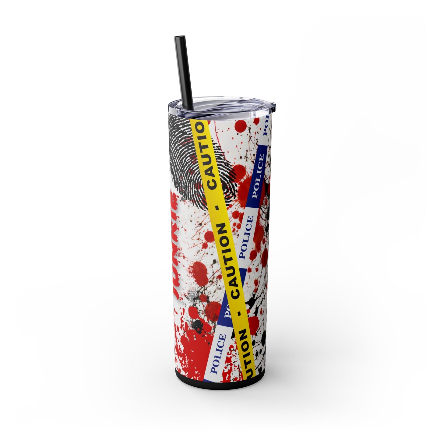 True Crime Junkie Skinny Tumbler with Straw, 20oz