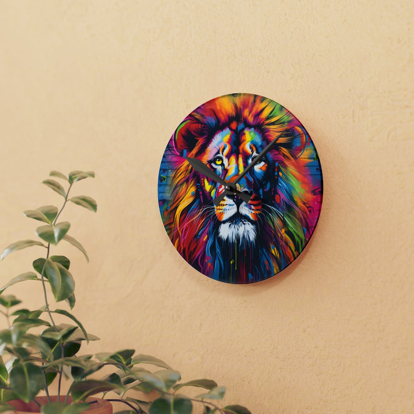 Lion's Roar Graffiti Acrylic Wall Clock