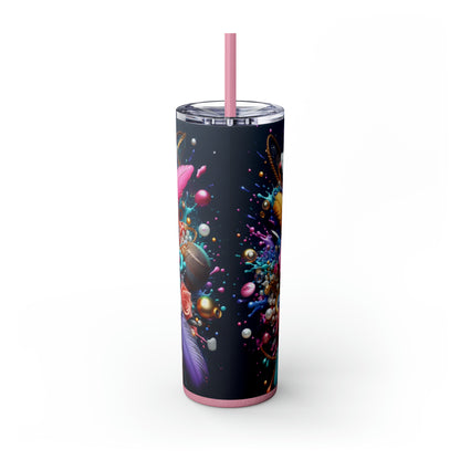 "M" Bling Skinny Tumbler with Straw, 20oz