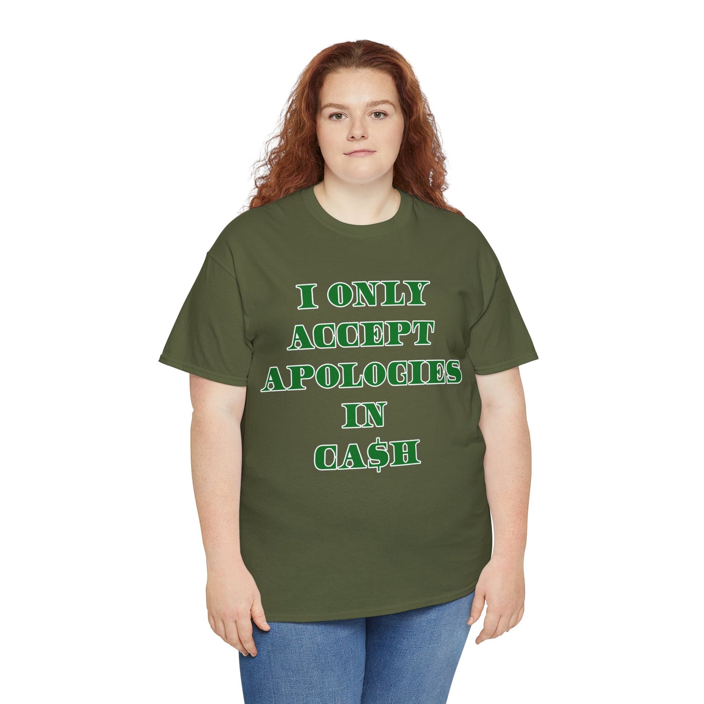 Apologies in Cash Adult Unisex Heavy Cotton Tee