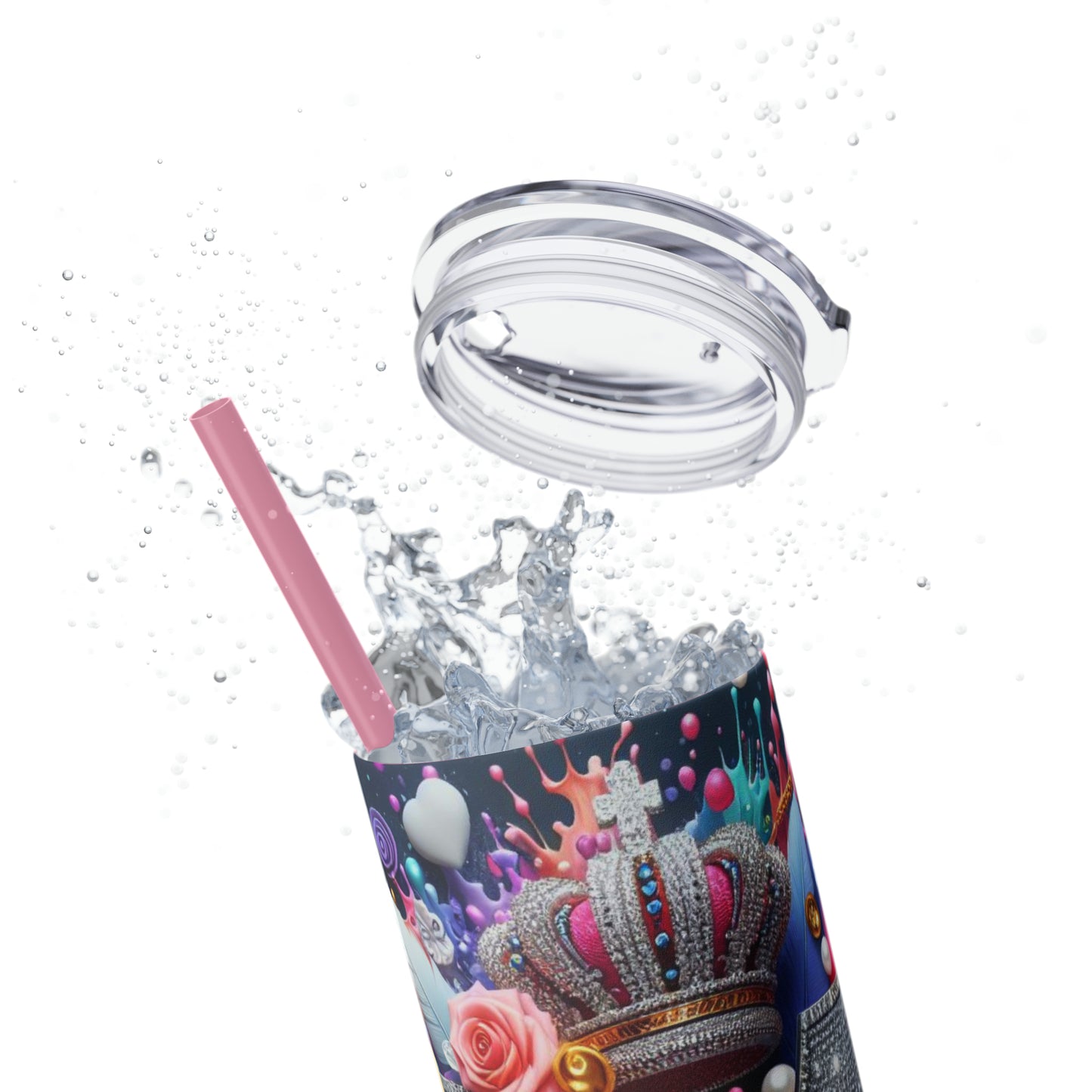 "M" Bling Skinny Tumbler with Straw, 20oz