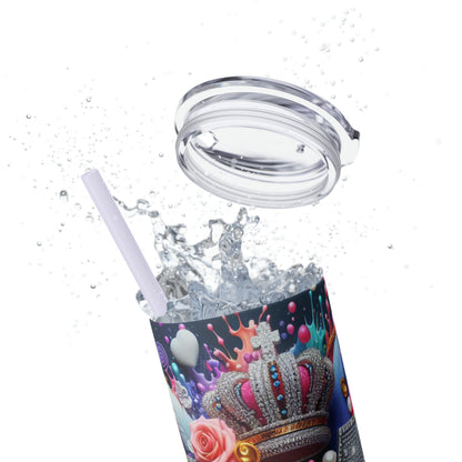 "M" Bling Skinny Tumbler with Straw, 20oz