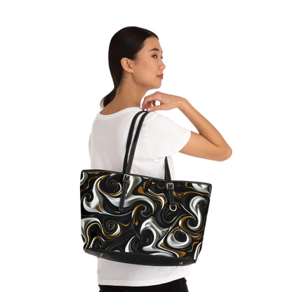 Black and Gold Swirl PU Leather Shoulder Bag