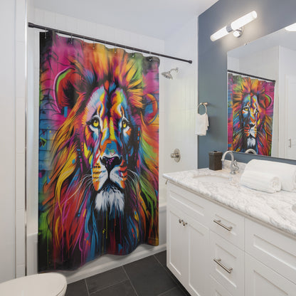 Majestic Mane Graffiti Lion Shower Curtain