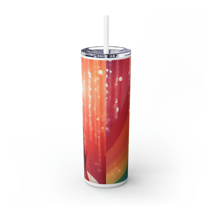 Rainbow Radiance Unicorn Skinny Tumbler with Straw, 20oz