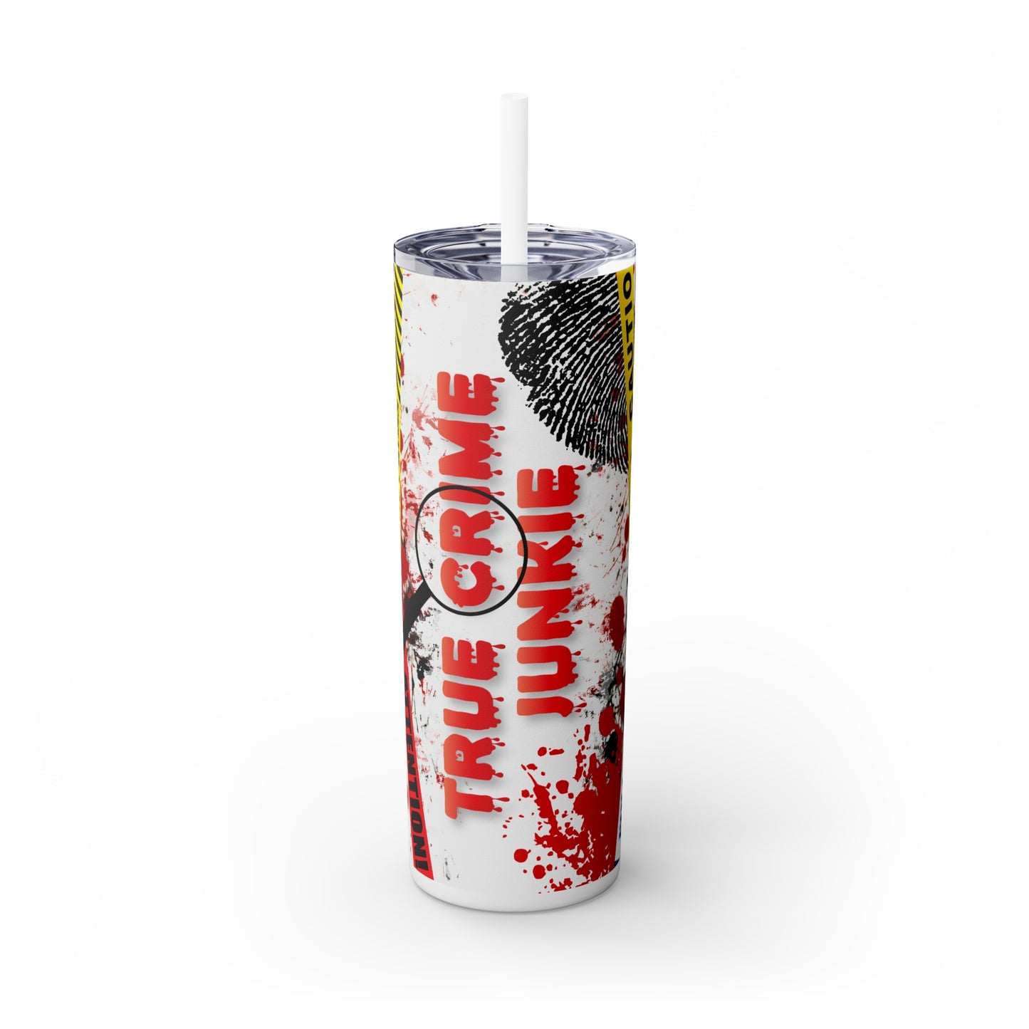 True Crime Junkie Skinny Tumbler with Straw, 20oz