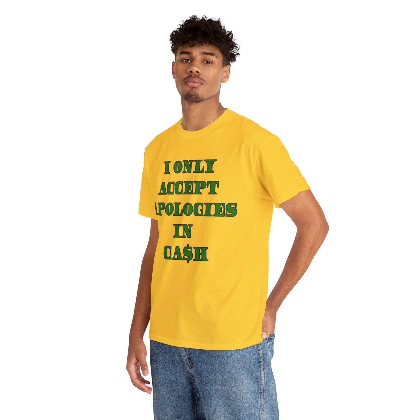 Apologies in Cash Adult Unisex Heavy Cotton Tee