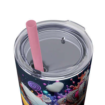 "M" Bling Skinny Tumbler with Straw, 20oz