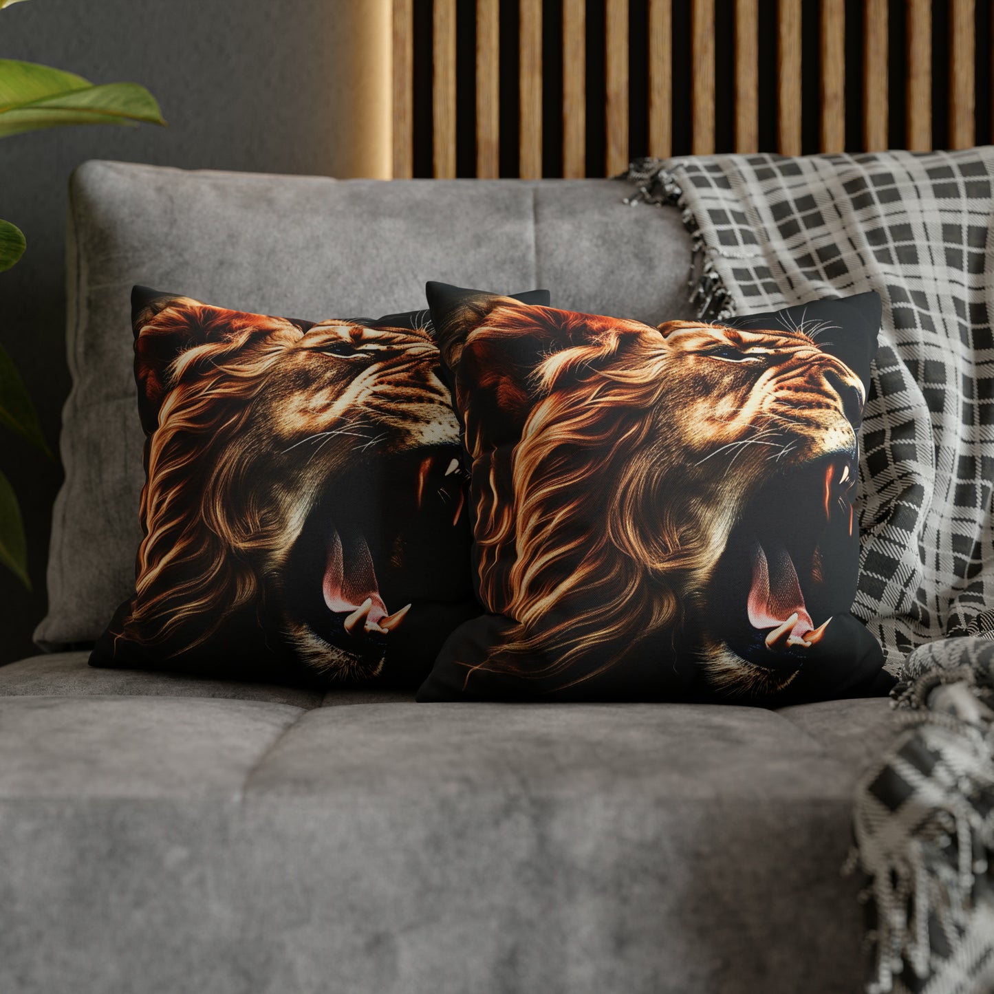 Roaring Lion Spun Polyester Square Pillow Case