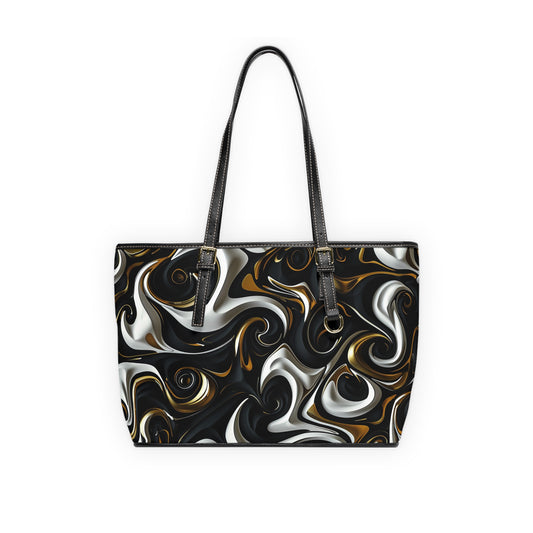 Black and Gold Swirl PU Leather Shoulder Bag