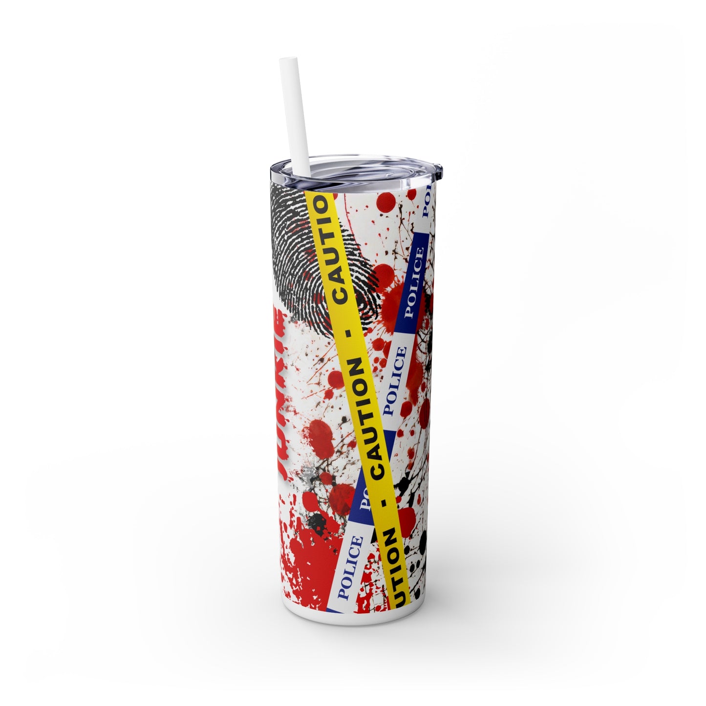 True Crime Junkie Skinny Tumbler with Straw, 20oz