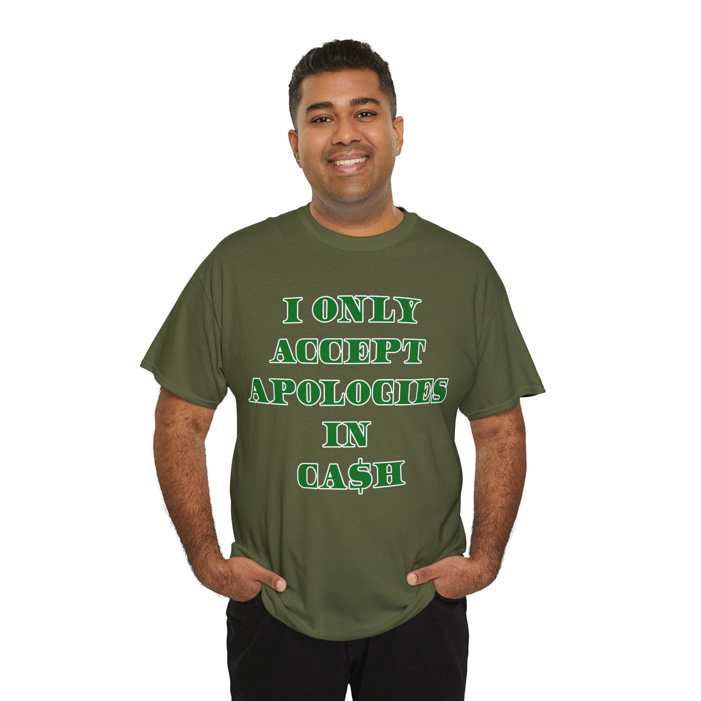 Apologies in Cash Adult Unisex Heavy Cotton Tee