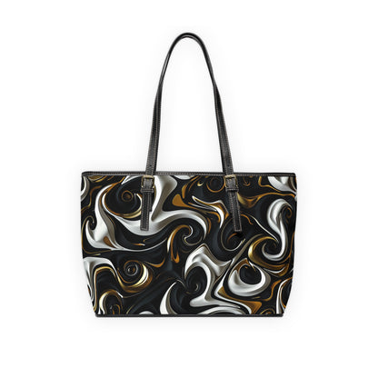 Black and Gold Swirl PU Leather Shoulder Bag