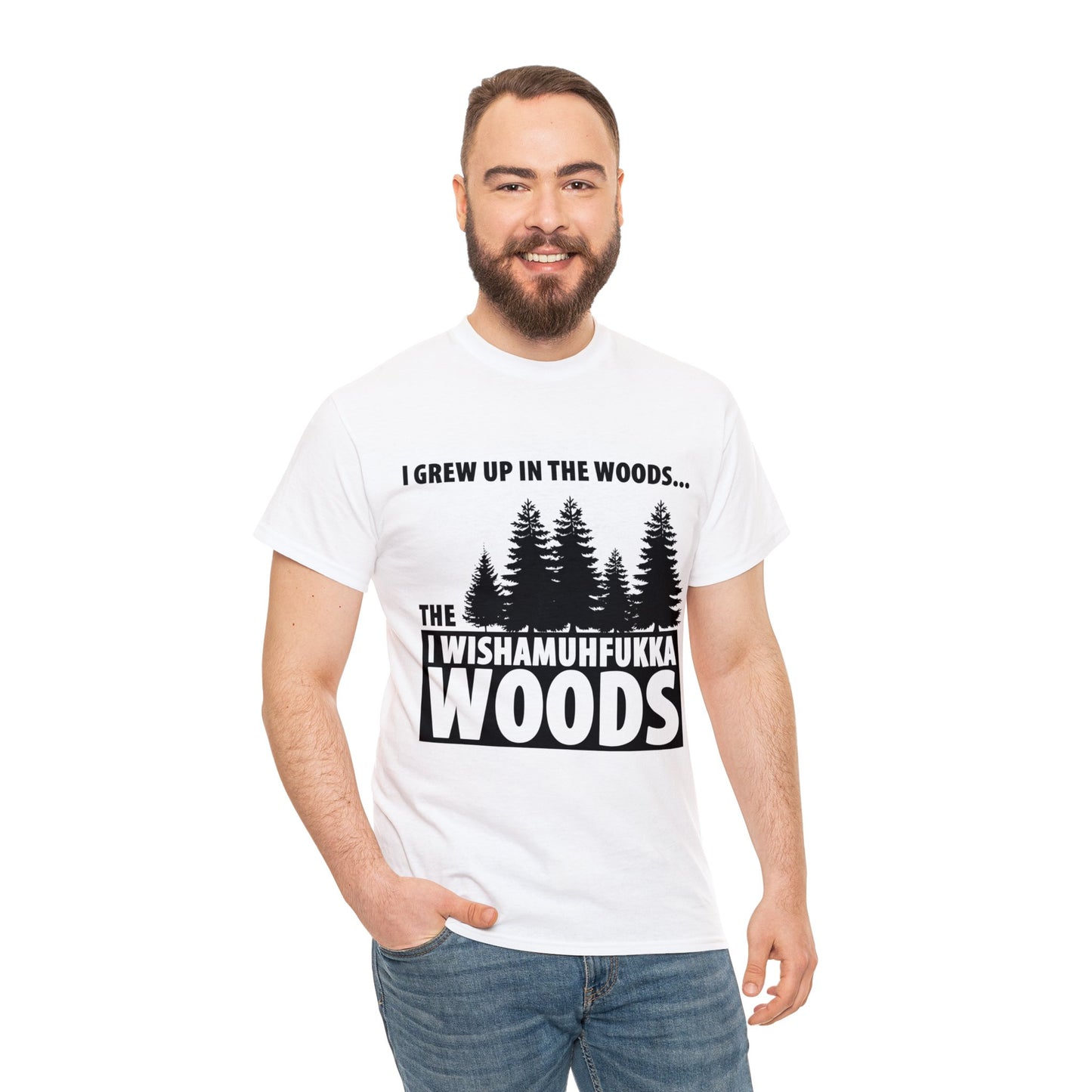 "I Grew Up In The Woods..." Unisex Heavy Cotton Tee