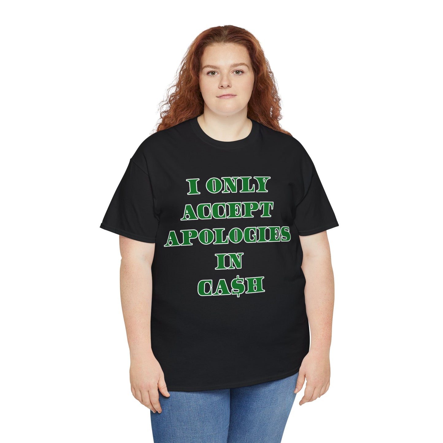 Apologies in Cash Adult Unisex Heavy Cotton Tee