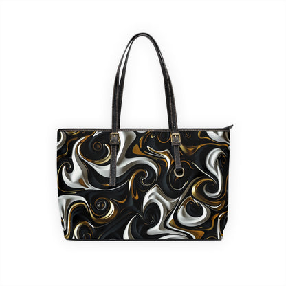 Black and Gold Swirl PU Leather Shoulder Bag