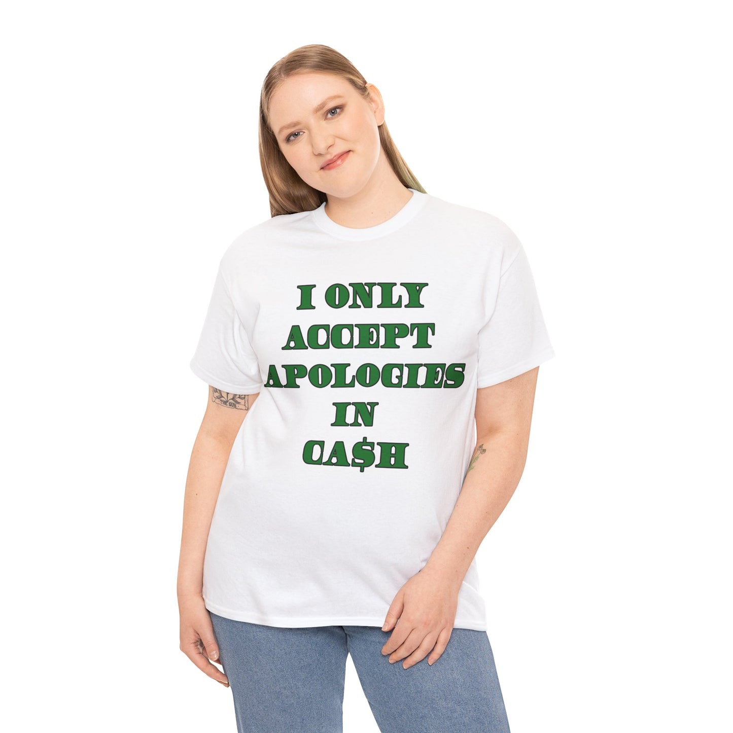 Apologies in Cash Adult Unisex Heavy Cotton Tee