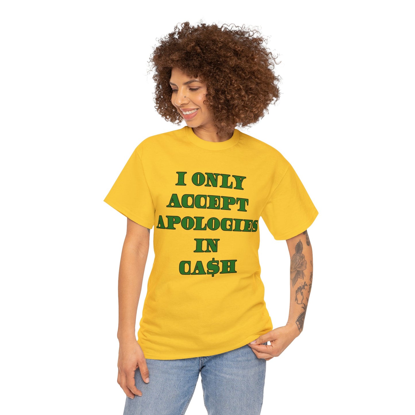 Apologies in Cash Adult Unisex Heavy Cotton Tee