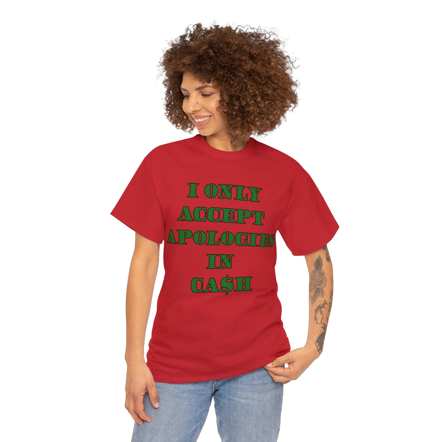 Apologies in Cash Adult Unisex Heavy Cotton Tee