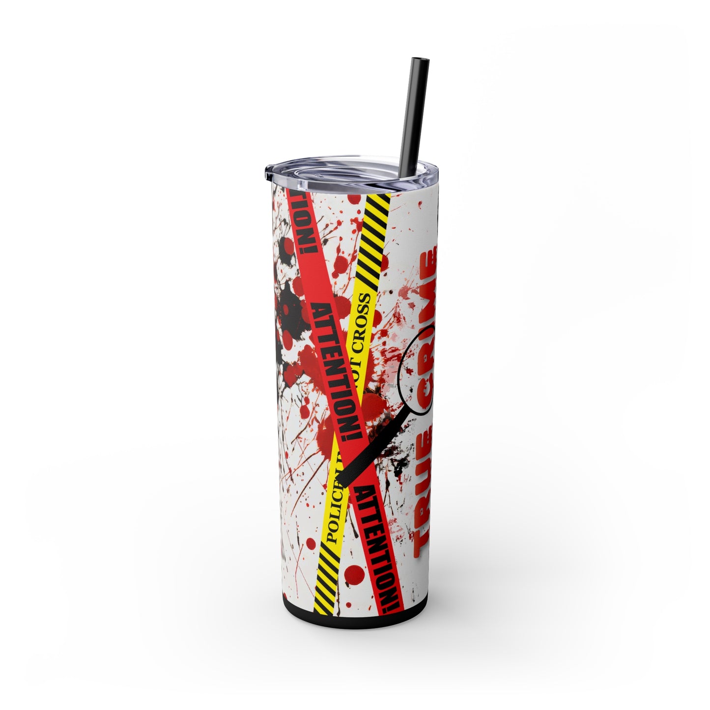 True Crime Junkie Skinny Tumbler with Straw, 20oz