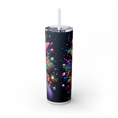 "M" Bling Skinny Tumbler with Straw, 20oz