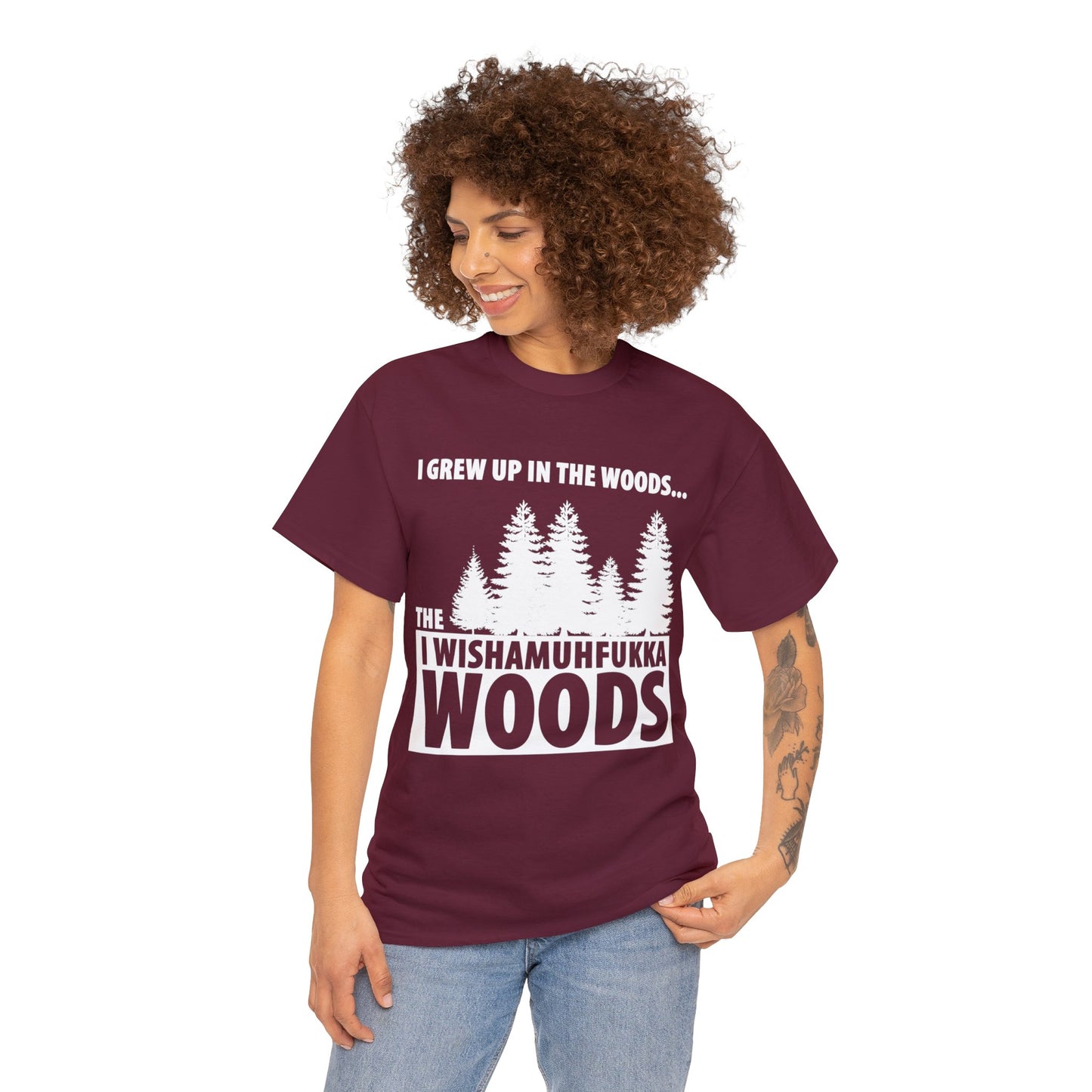 "I Grew Up In The Woods..." Unisex Heavy Cotton Tee