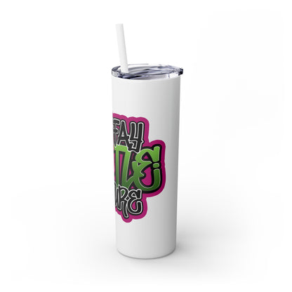 Uckfay Hu$tle Culture Skinny Tumbler with Straw, 20oz