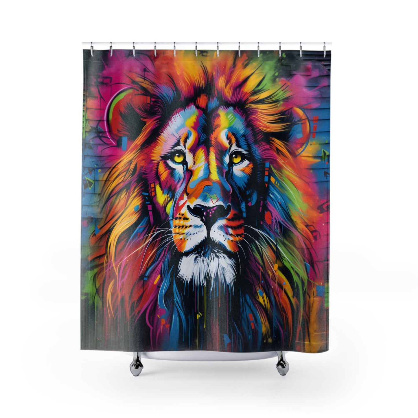 Majestic Mane Graffiti Lion Shower Curtain