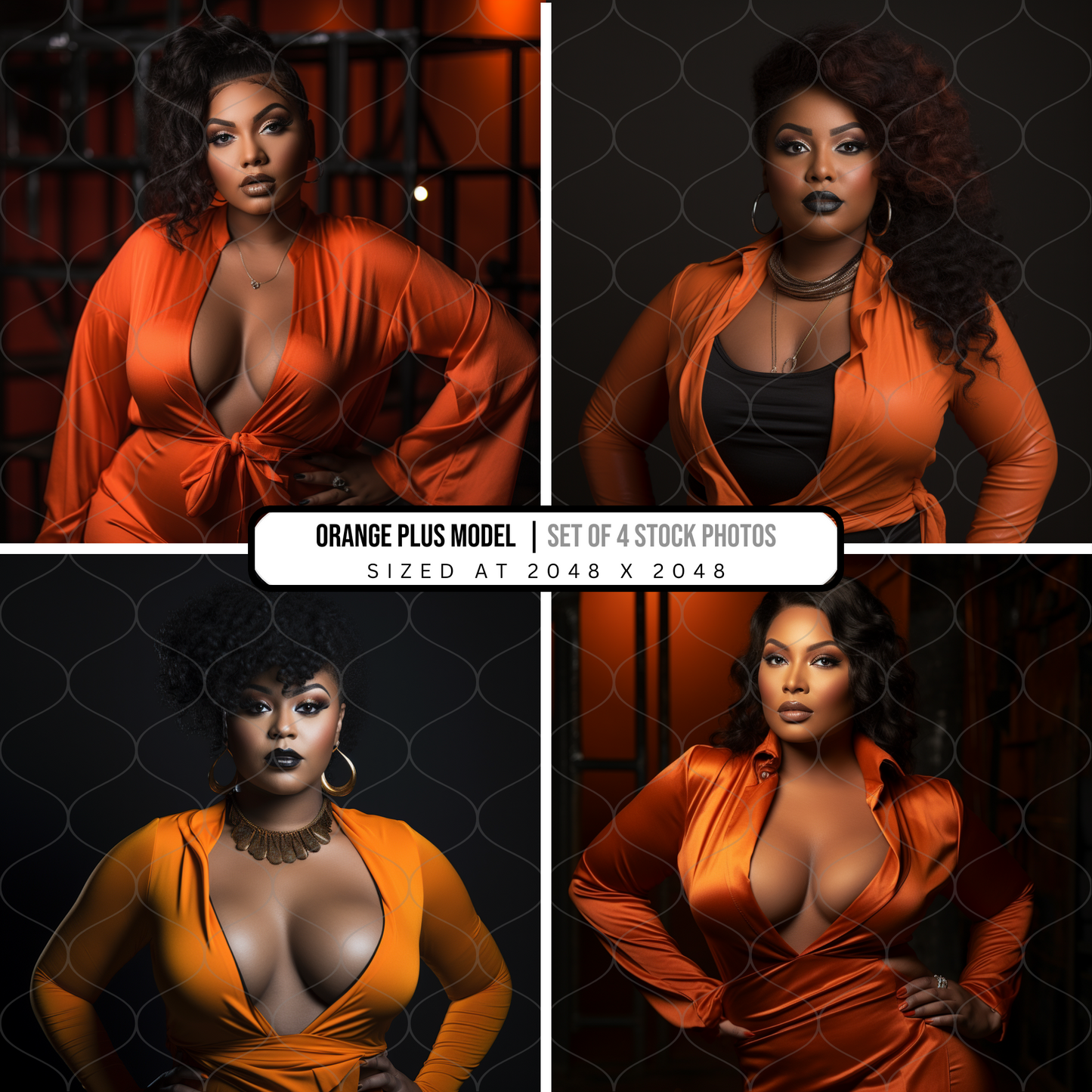 Stock Photos - Orange Plus Model | Set of 4 Photos