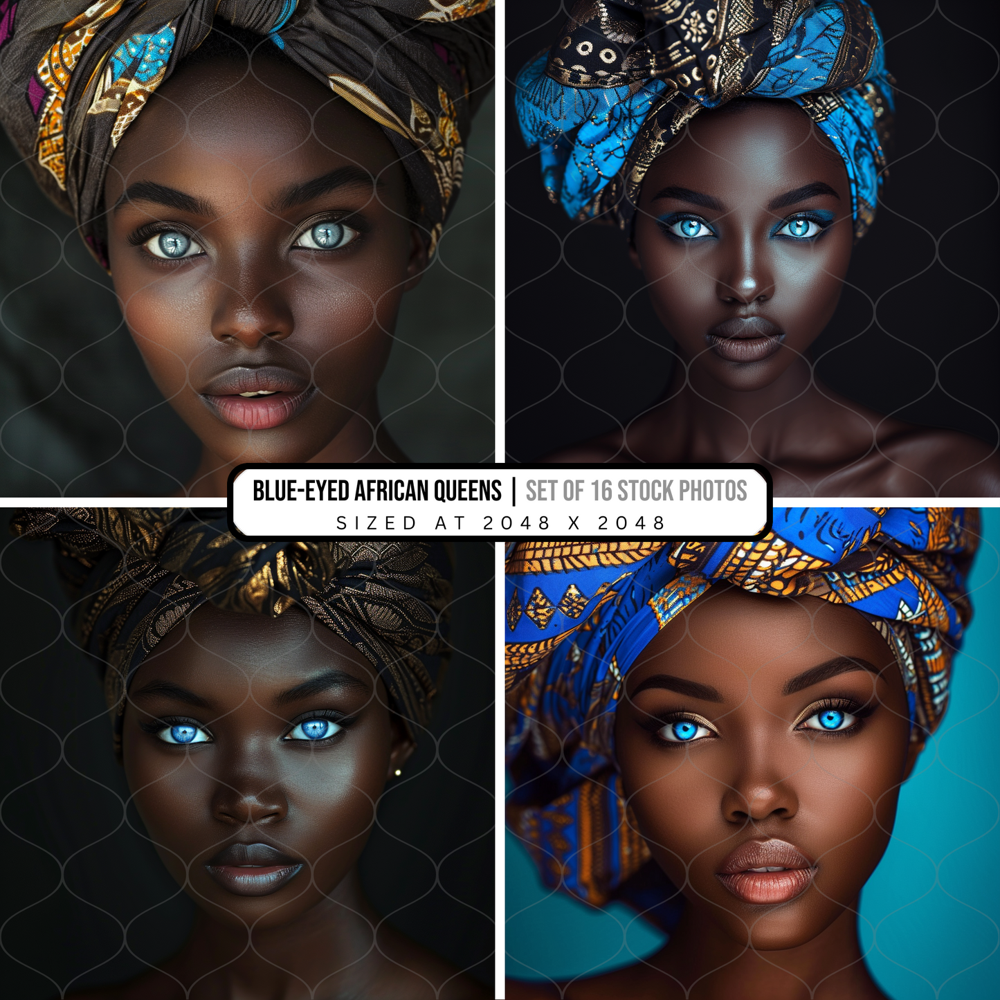 Stock Photos - Blue-Eyed African Queens | Set of 16 Photos